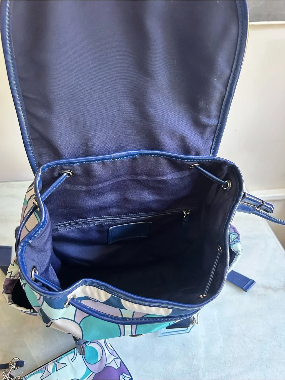 Coach Kyra Scarf Print Nylon Backpack + Matching Wristlet F19279
